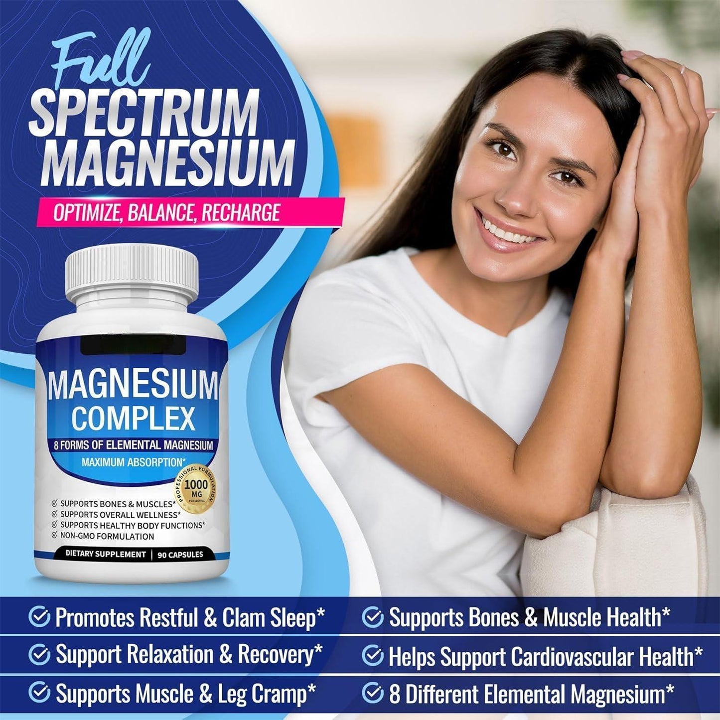 90 PCS Magnesium complex capsules for stronger, Healthier body