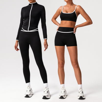 High-waist design running fitness Quick-dry yoga outfits Bra and shorts or Bra and pants set